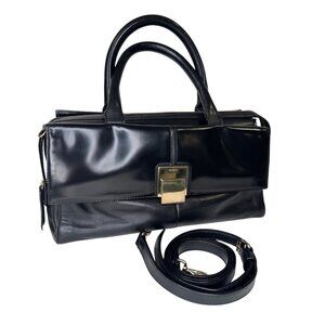 Hugo Boss Black Box Leather Satchel Purse Tote Long Shoulder Strap Bag Medium